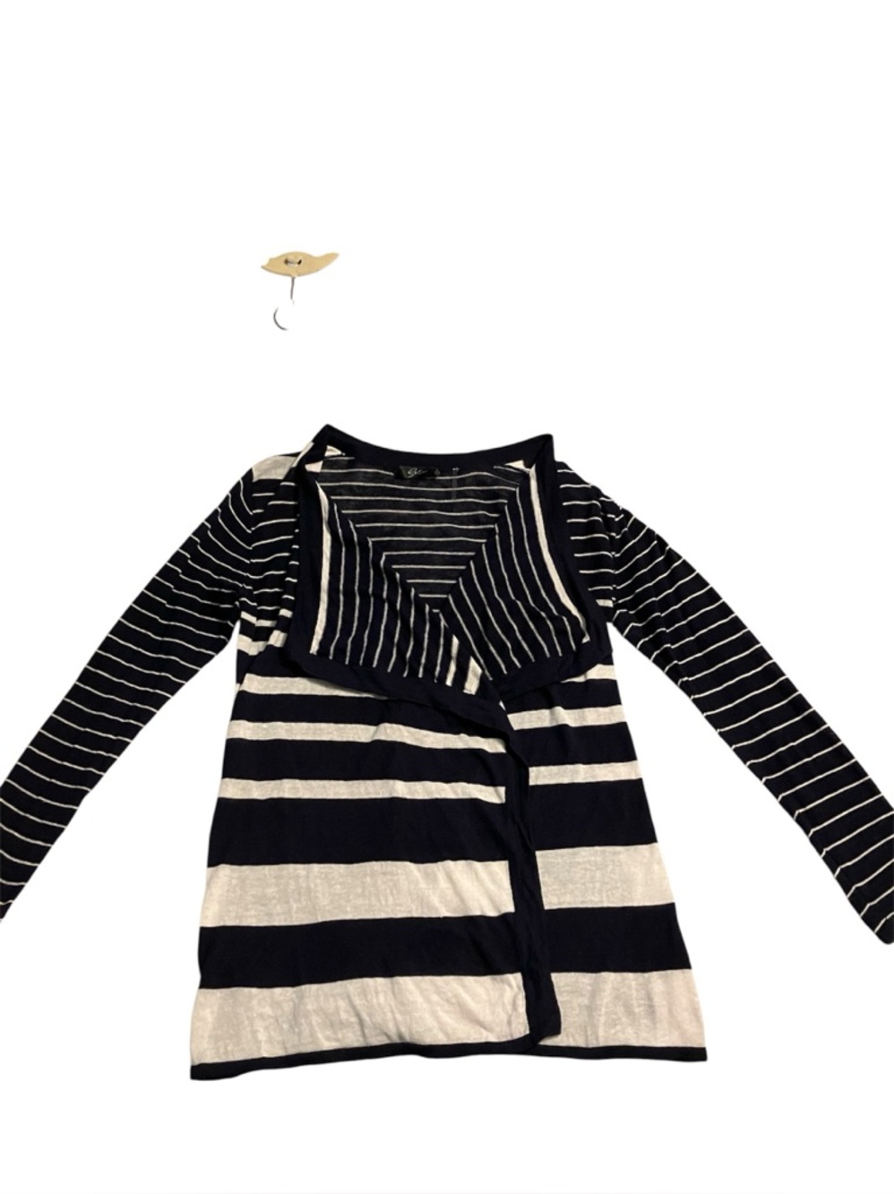 Cyrus Navy and Cream Striped Open-Front Cardigan - Size M - Picture 4 of 7